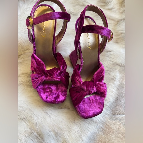 Circus Sam Edelman audrea sculpted platform heel dark matrix magenta velvet - Picture 6 of 14